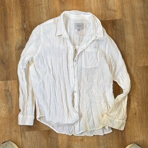 White Button-Up Shirt linen women’s xxl